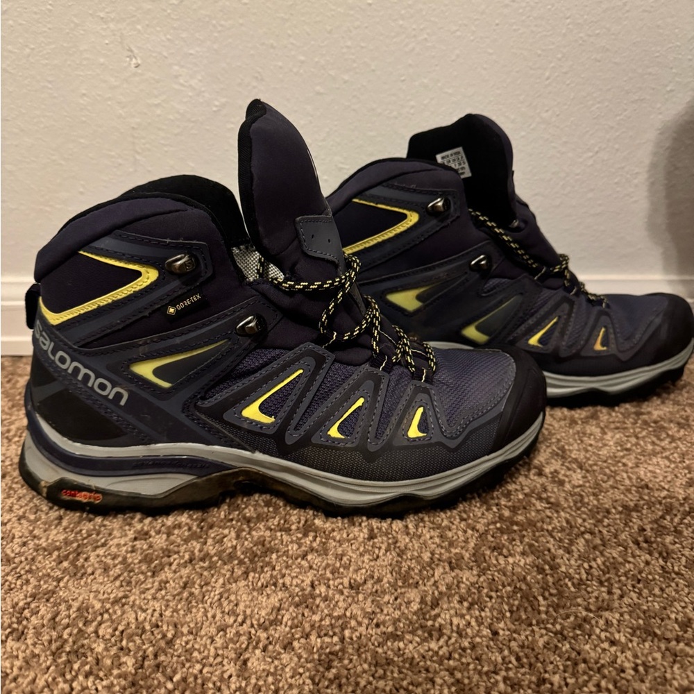 Salomon Yellow and Purple Winter Rain Boots High-Top Design